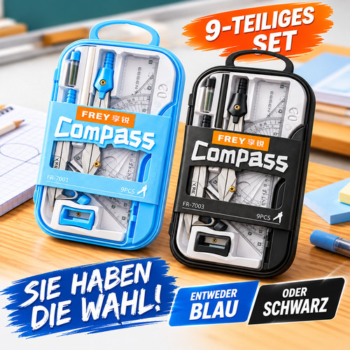 Zirkel set teilig etui - set, 9